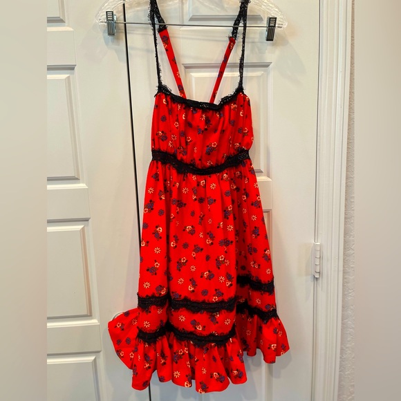 Urban Outfitters Dresses & Skirts - Urban Outfitters Red Floral Woman’s Mini Ruffled Lace Dress